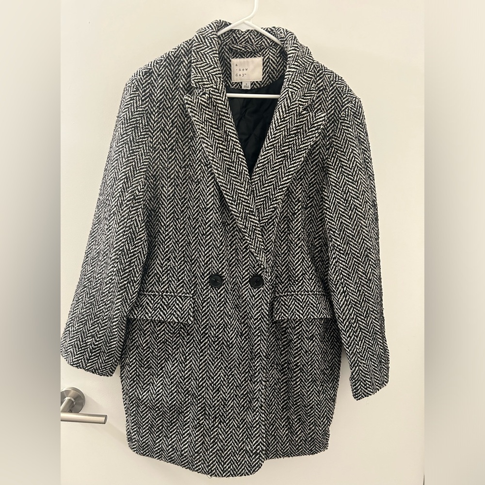 Black and White Long Pea Coat